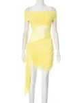 Front view of yellow mesh mini dress-2.webp