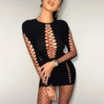Black hollow out mini dress.webp