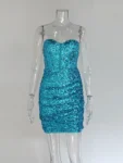 Turquoise Strapless Sequin Mini Dress.webp