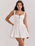 Red Square Neck Corset Mini Dress.webp