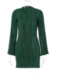 Emerald green pleated mini dress.webp
