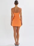 Orange knit mini beach dress front.webp