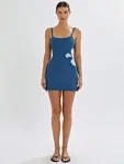 Orange knit mini beach dress front.webp