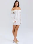 Lace white bodycon mini dress front.webp