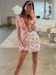 deep V neck floral print mini dress.webp