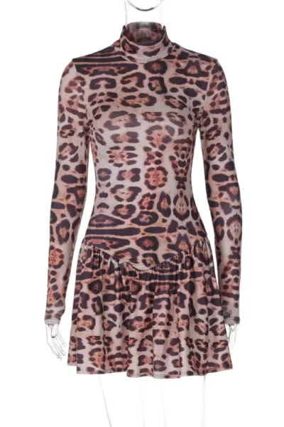 Leopard print mini dress displayed on mannequin