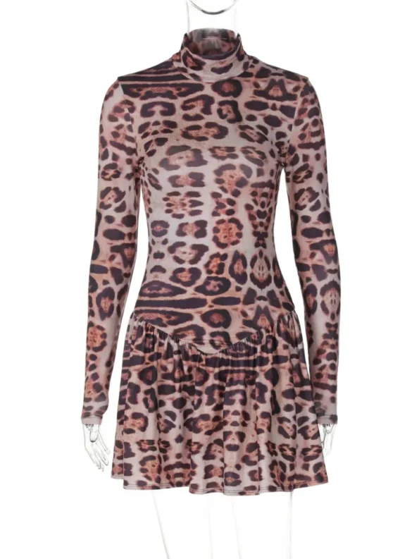 Leopard print mini dress displayed on mannequin