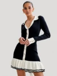 Black V-Neck Knit Dress