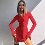 Black Ribbed Mini Dress