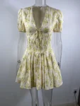 Yellow floral A-line mini dress.webp