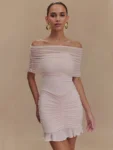 Off-shoulder ruffled mini dress front.webp