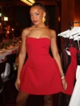 Black and White Strapless Mini Dress.webp