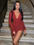 Black Sparkle V Neck Side Slit Mini Dress.webp