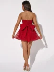 Red Strapless Sparkle Mesh Mini Dress.webp