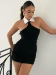 Halter patchwork bodycon mini dress.webp