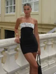 Lace strapless bodycon mini dress front.webp