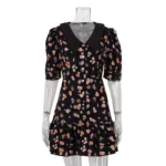 Vintage White Floral Dress – Puff Sleeve & Ruffled Hem Elegant Outfit