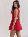 Red Square Neck Corset Mini Dress.webp