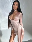 Metallic Silver Ruched Bodycon Mini Dress Front