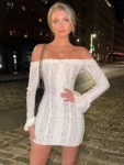 Lace white bodycon mini dress front.webp