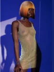 Glitter See-Through Mini Dress Festival Look