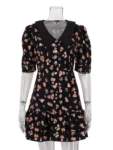 Vintage White Floral Dress – Puff Sleeve & Ruffled Hem Elegant Outfit