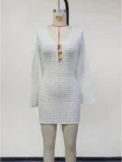 Knitted Beach Dress White Front View.webp