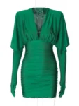 Emerald green ruched evening mini dress