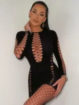 Black hollow out mini dress.webp