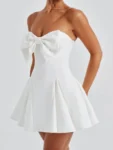 Bow strapless A-line mini dress front