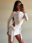 White Cutout Bow Mini Dress.webp