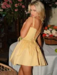 Yellow A-line Backless Mini Dress.webp
