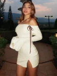 Front view of ivory bodycon dress.webp