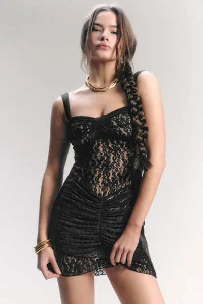 Lace see through mini dress front view