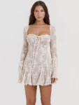 Lace Long Sleeve Mini Dress