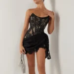 Lace Strapless Ruched Mini Party Dress.webp