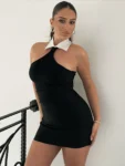 Halter patchwork bodycon mini dress.webp