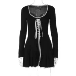 Lace Bandage Puff Sleeve Mini Dress