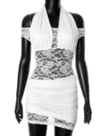 White lace mini dress front