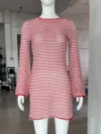 Striped Knit Mini Dress Street Look