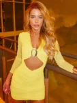 Hollow-Out Yellow Mini Dress.webp