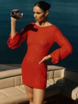 White Knit Mini Dress Front View.webp