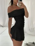White off-shoulder ruched mini dress.webp