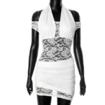 White lace mini dress front