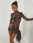 Leopard print turtleneck mini dress front.webp