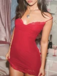 Lace bodycon mini dress front view.webp