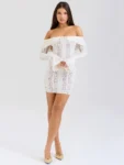 Lace white bodycon mini dress front.webp