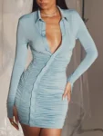 Light Blue Ruched Mini Dress.webp