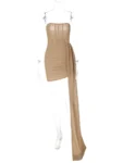 Gold Strapless Ruched Dress.webp