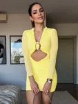 Hollow-Out Yellow Mini Dress.webp